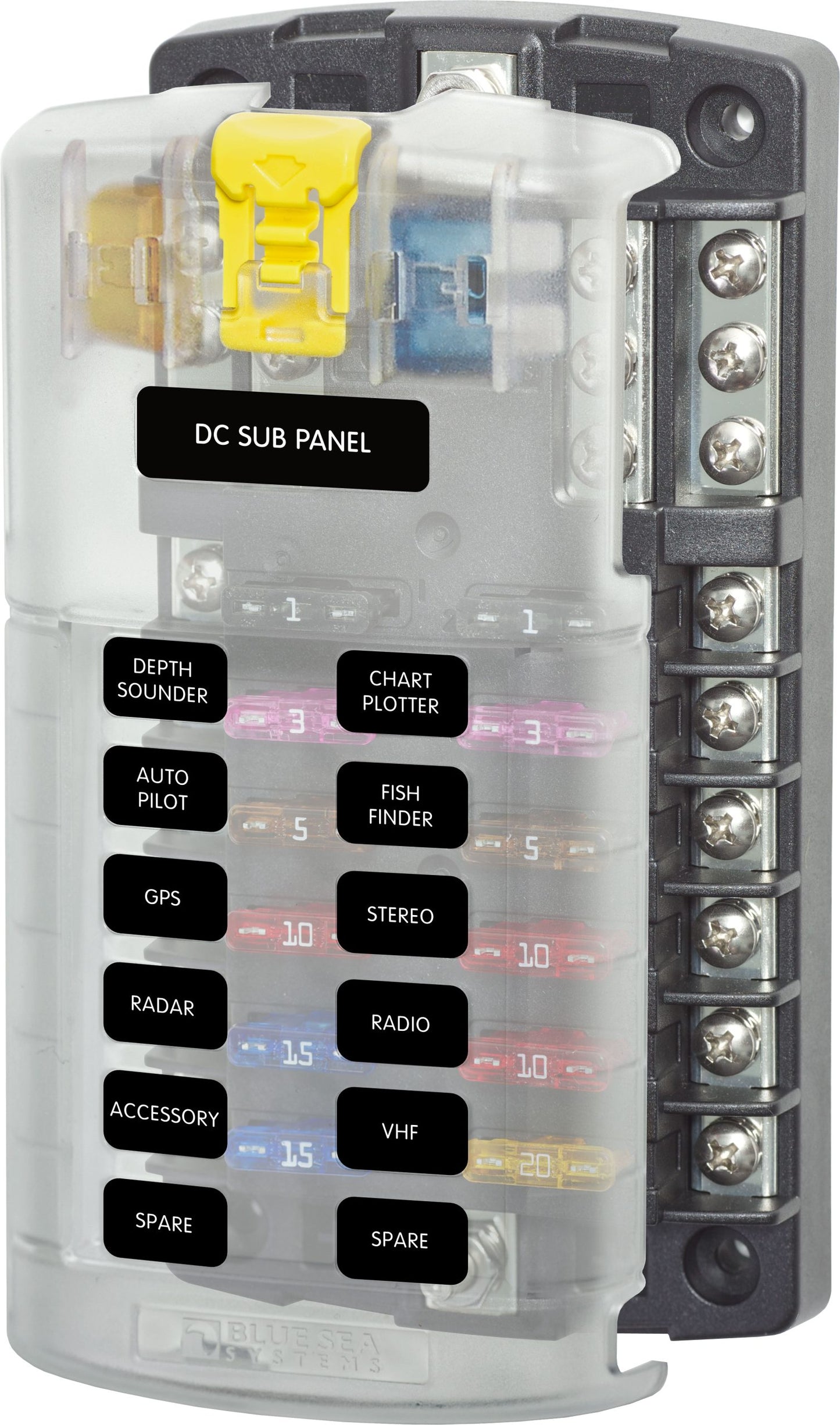 Blue Sea 12-Way Blade Fuse Box (With Integral Negative Busbar)