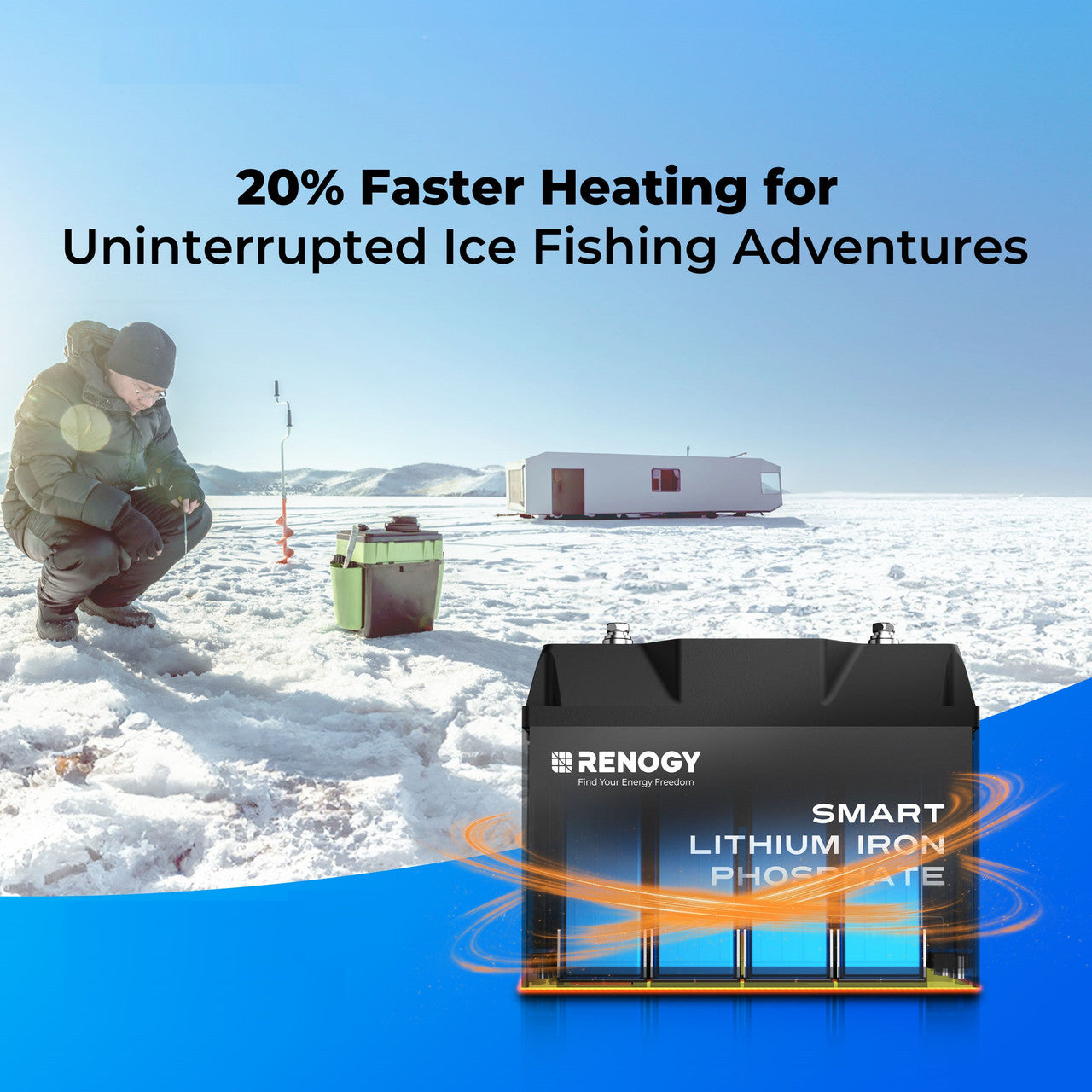 Pro-12V 100Ah Deep Cycle Lithium Iron Phosphate Battery w/Bluetooth & Self-heating Function