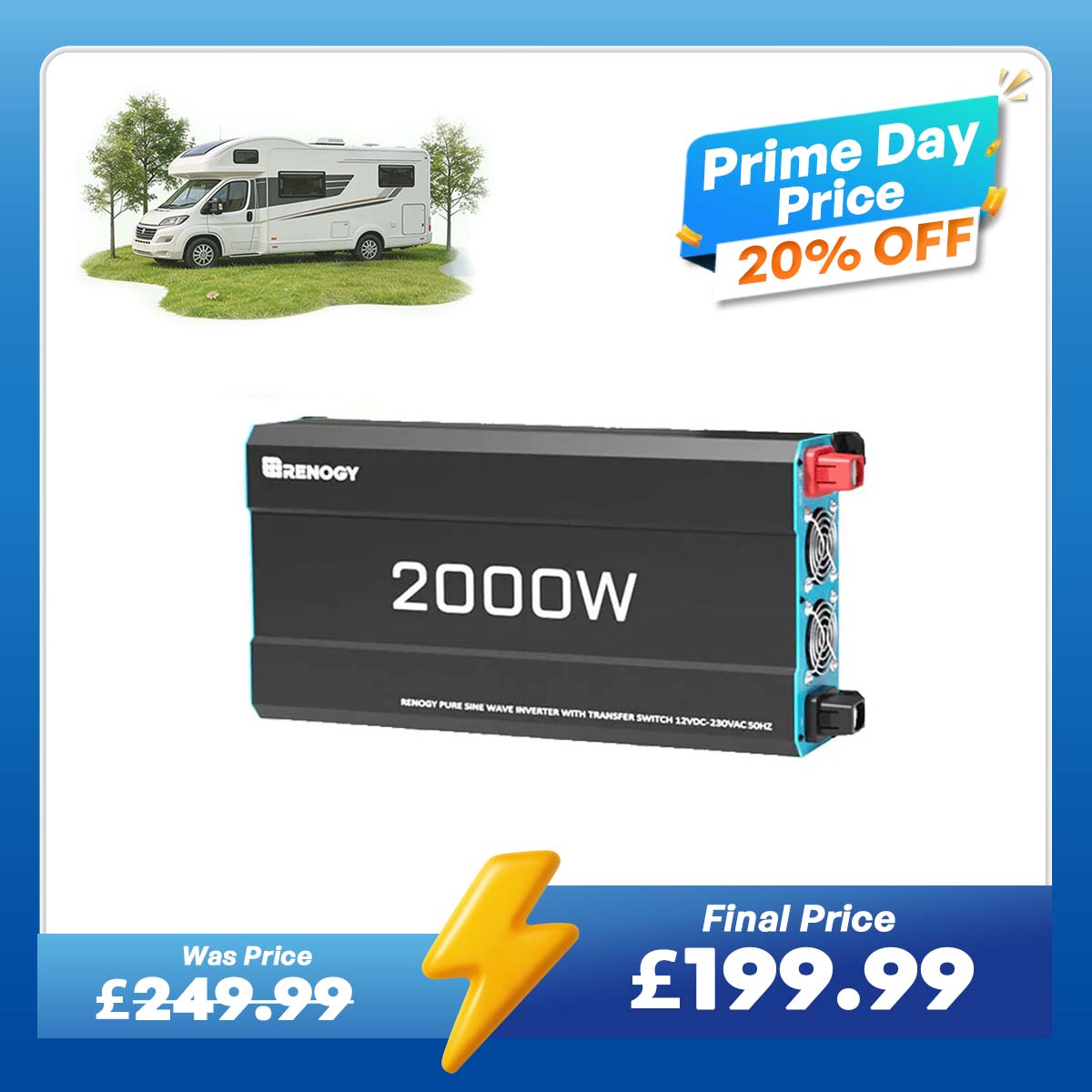 12V 2000W Pure Sine Wave Inverter with UPS Backup