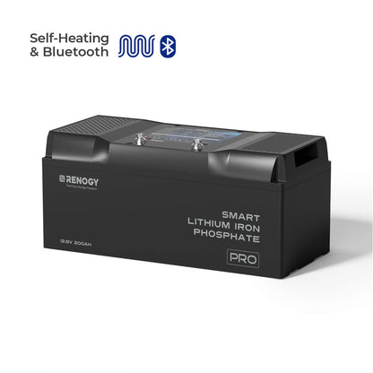 Pro-12V 200Ah Deep Cycle Lithium Iron Phosphate Battery w/Bluetooth & Self-heating Function
