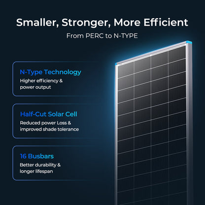 200W 16BB N-Type High Efficiency Monocrystalline Solar Panel