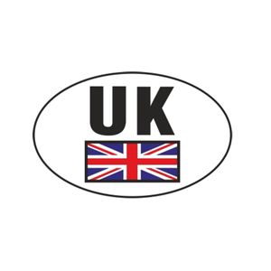 UK Vehicle Sticker with Union Jack 101 x 64mm (Small, Oval)