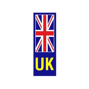 UK Plate Sticker with Union Jack 40 x 110mm (Yellow UK)