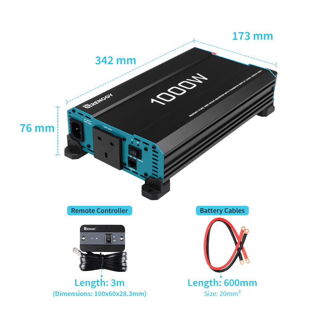 12V 1000W Pure Sine Wave Inverter with UPS Backup