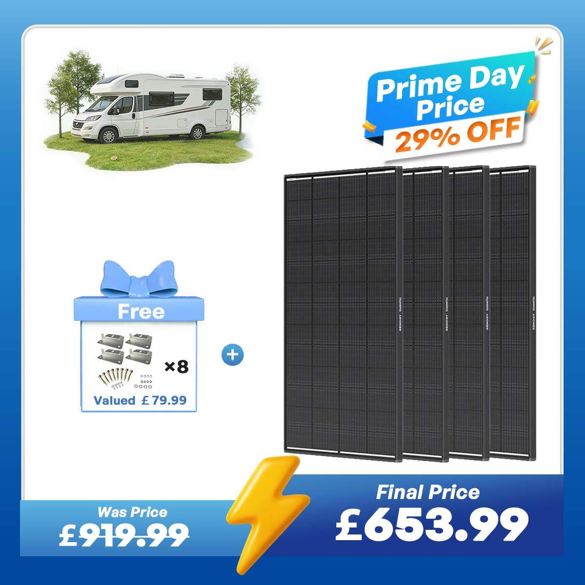 ShadowFlux 12V 200W Anti-Shading Solar Panel