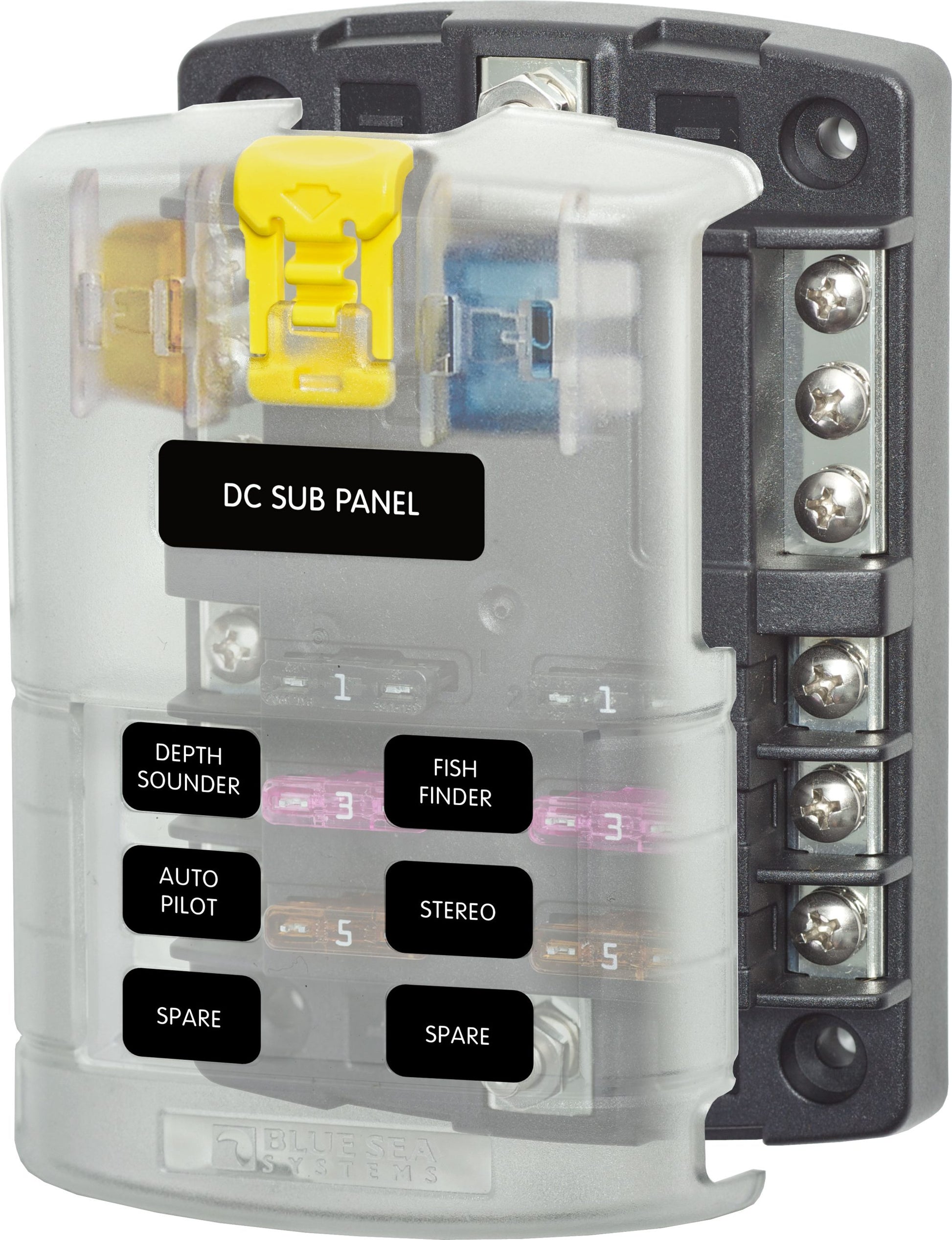 Blue Sea 6-Way Blade Fuse Box (With Integral Negative Busbar)