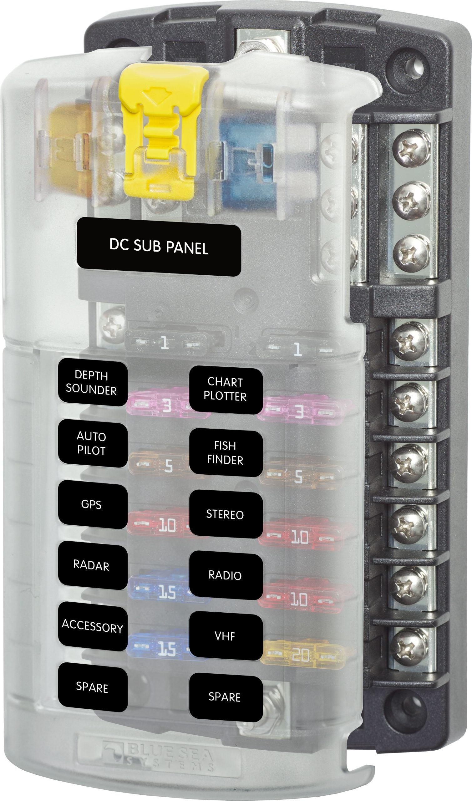 Blue Sea 12-Way Blade Fuse Box (With Integral Negative Busbar)