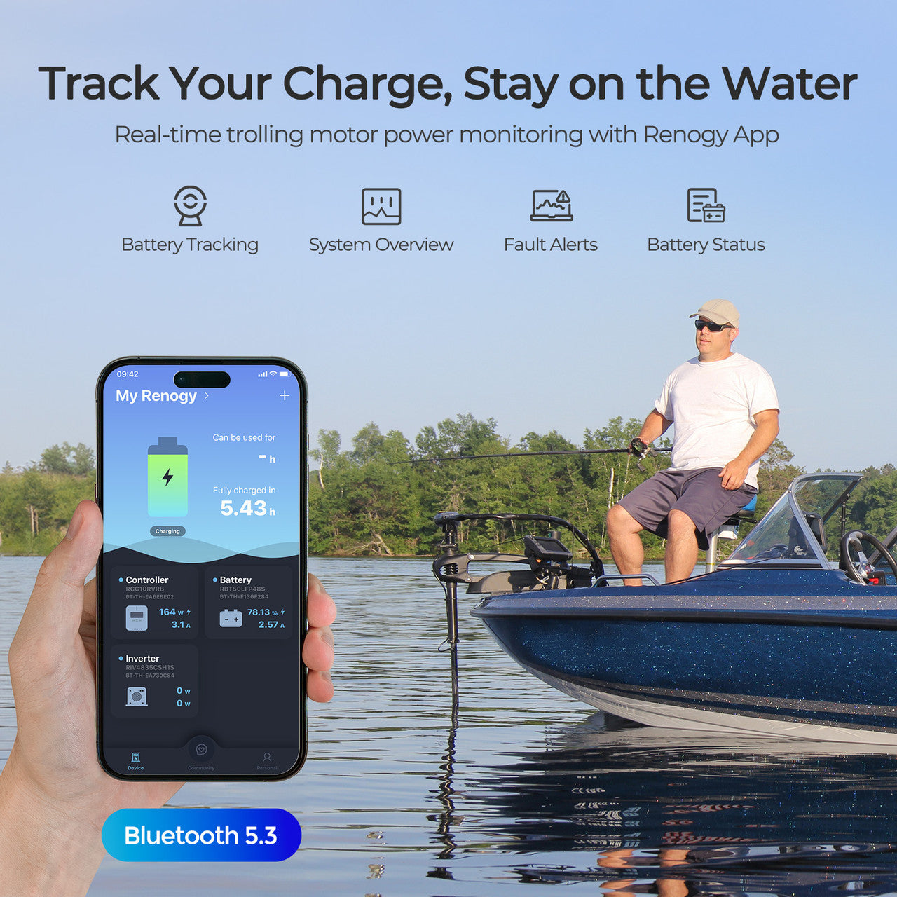 Core - 12V 100Ah Trolling Motor Group 24 LiFePO4 Battery w/ Bluetooth