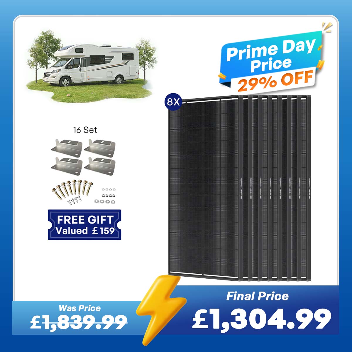 ShadowFlux 12V 200W Anti-Shading Solar Panel