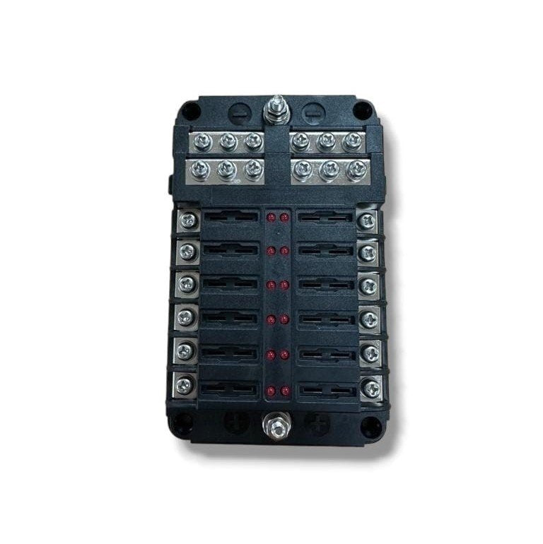 12 Way Blade Fuse Box With Failure Light & Integral Negative Busbar