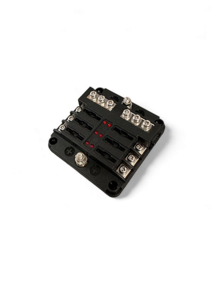 6 Way Blade Fuse Box With Failure Light & Integral Negative Busbar