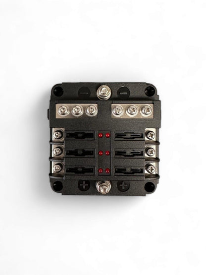 6 Way Blade Fuse Box With Failure Light & Integral Negative Busbar