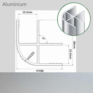 Corner Profile Aluminium Finish 38 x 38 x 2200mm