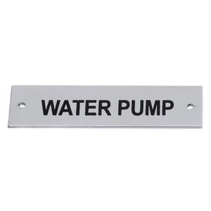 AG Screen Printed Water Pump Label Chrome 75 x 19mm