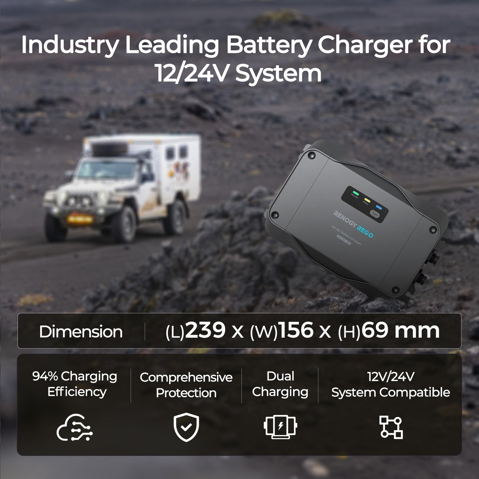 REGO 12V/24V 30A DC-DC Battery Charger