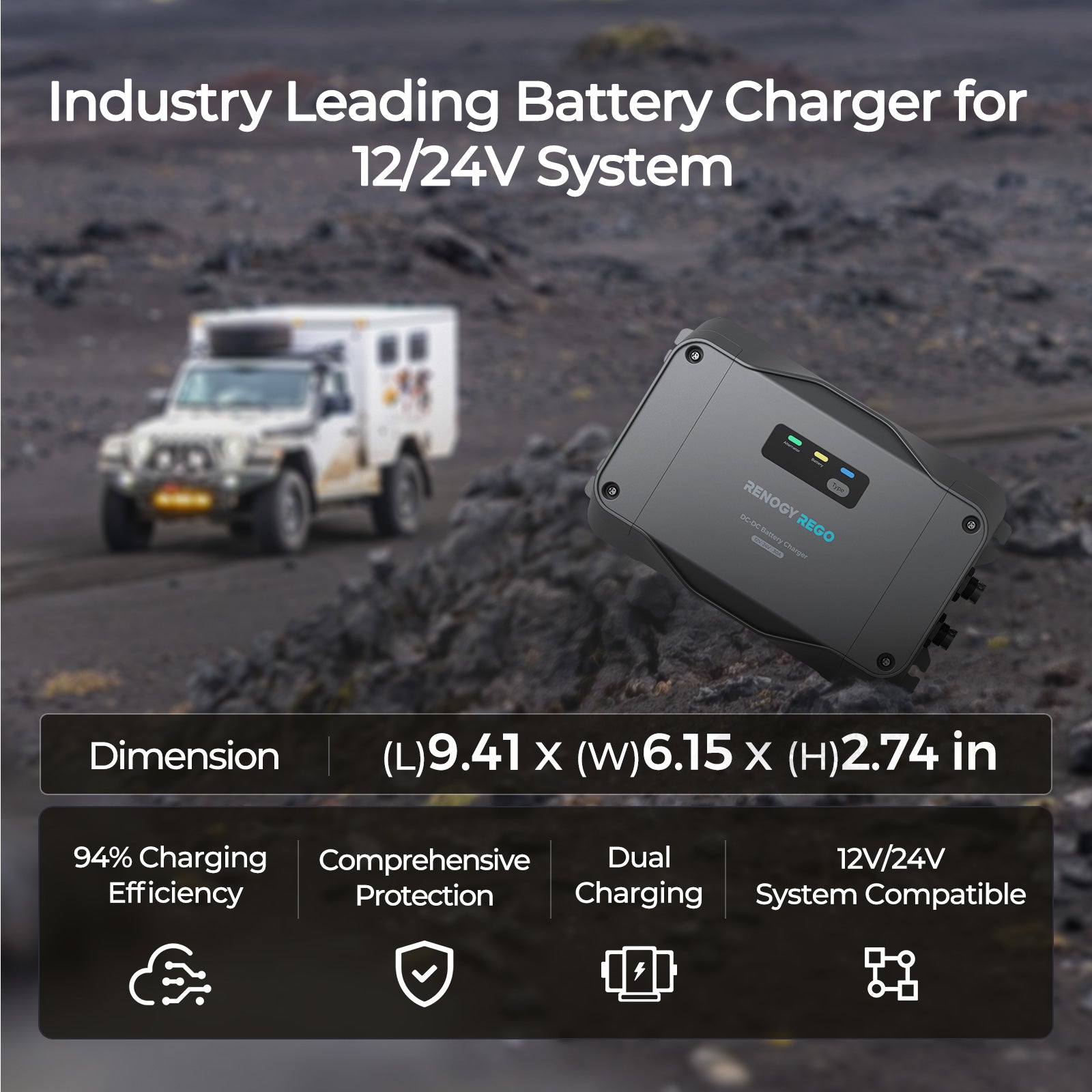 REGO 12V/24V 30A DC-DC Battery Charger