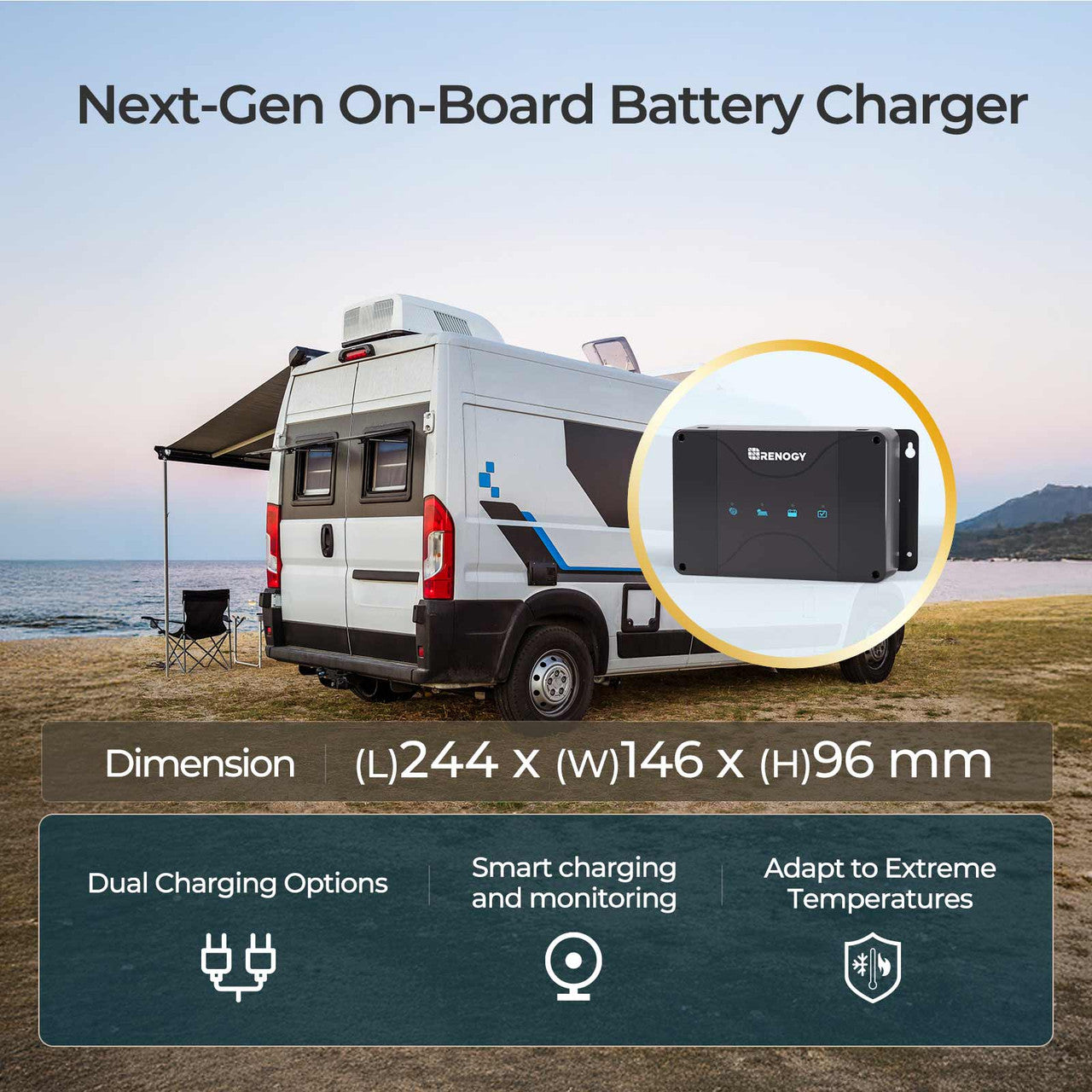 12V 50A DC-DC On-Board Battery Charger with MPPT