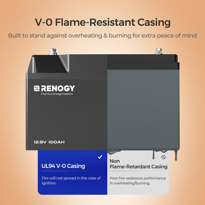 Pro-12V 100Ah Deep Cycle Lithium Iron Phosphate Battery w/Bluetooth & Self-heating Function