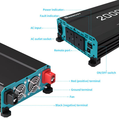 12V 2000W Pure Sine Wave Inverter with UPS Backup