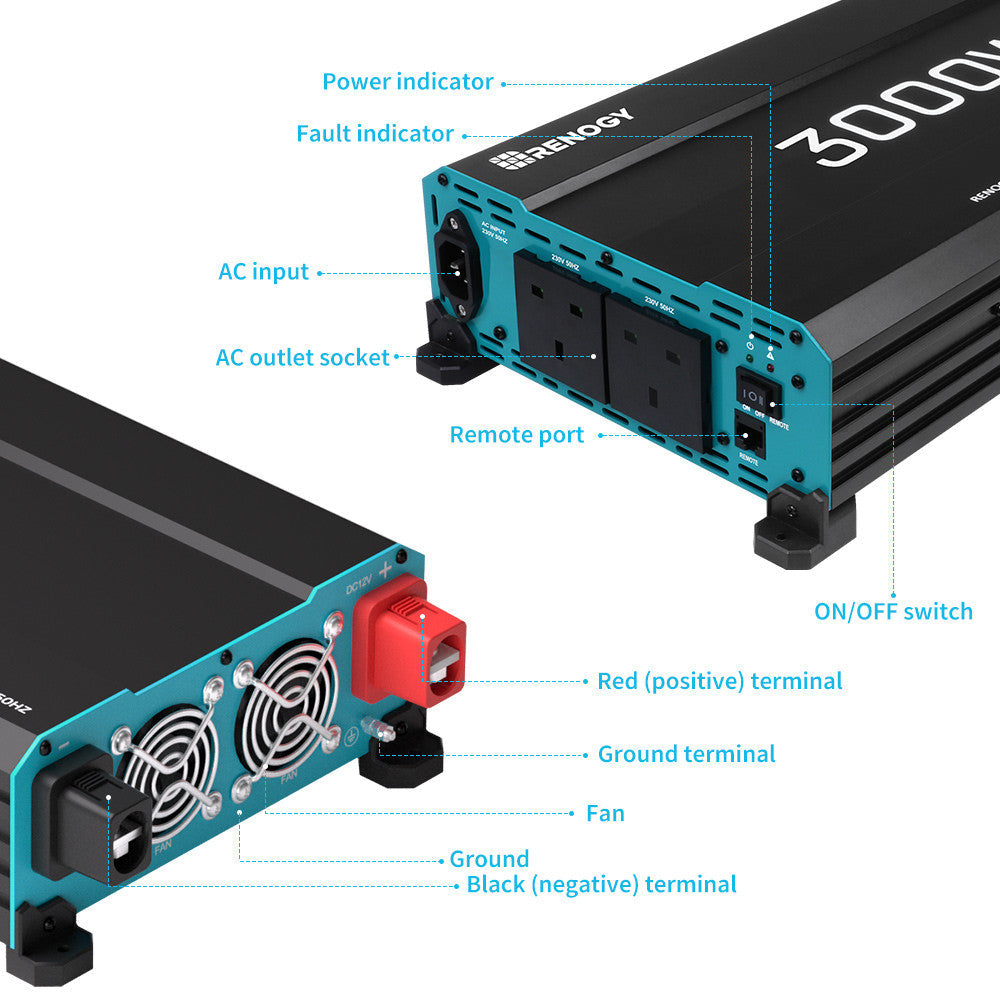 12V 2000W Pure Sine Wave Inverter with UPS Backup