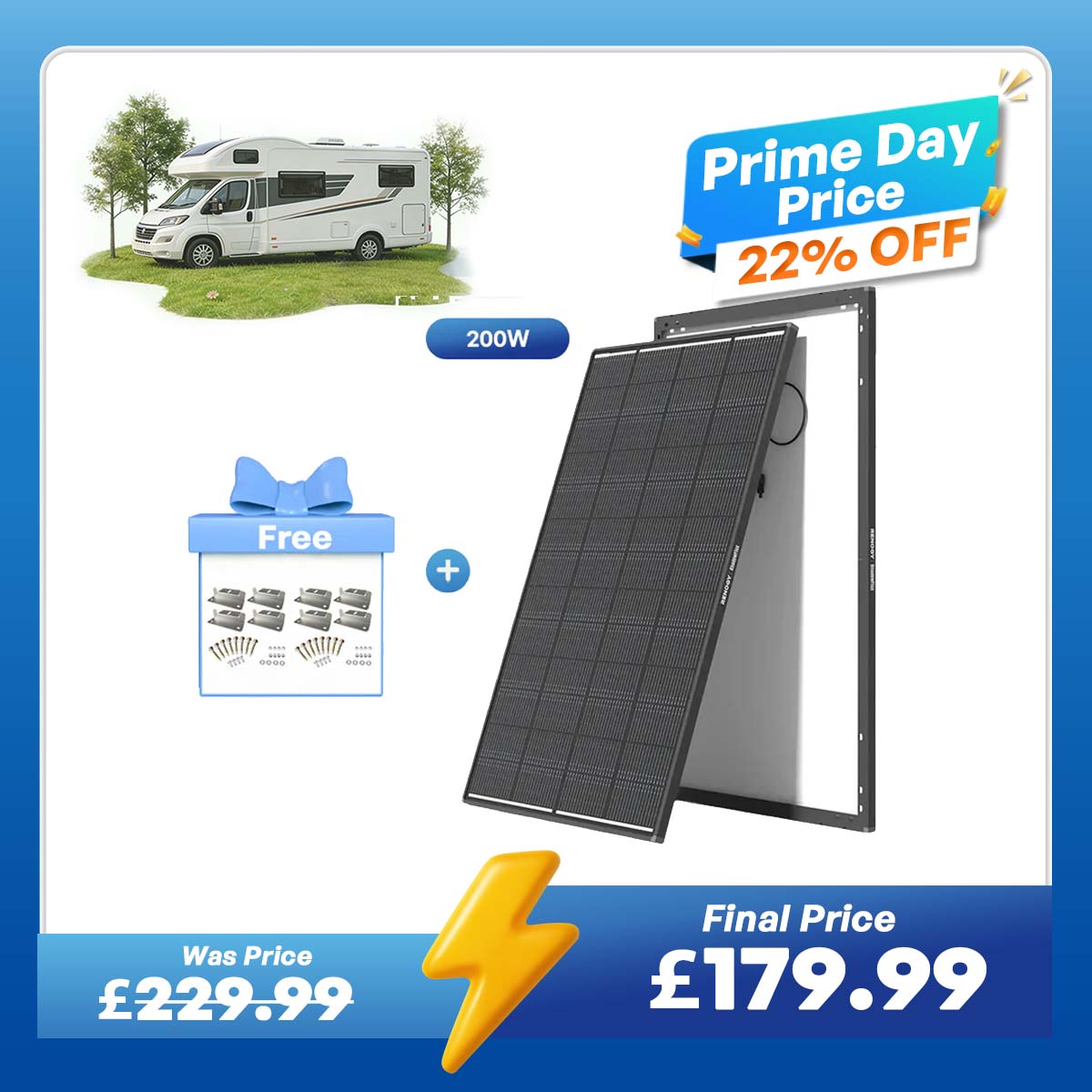 ShadowFlux 12V 200W Anti-Shading Solar Panel