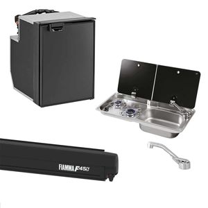 Fiamma F45S Awning, Indel B Fridge, Can Hob/RH Sink & Cold Tap Bundle