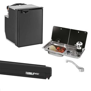 Fiamma F45S Awning, Indel B Fridge, Can Hob/LH Sink & Cold Tap Bundle