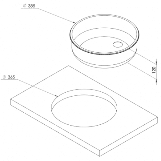 LA1418BA ROUND SINK 365MM(HOLE SIZE)