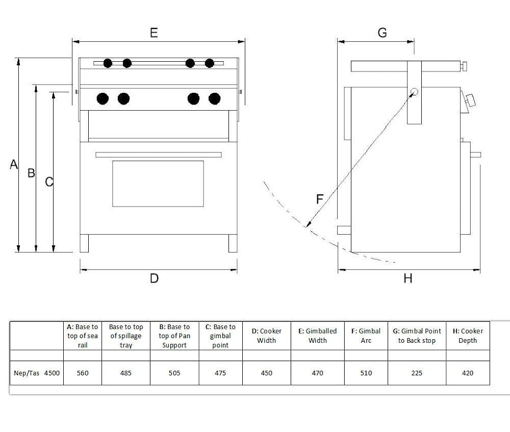 Voyager 4500 Oven, Grill and Hob for Caravans Motorhome Campervans and Marine