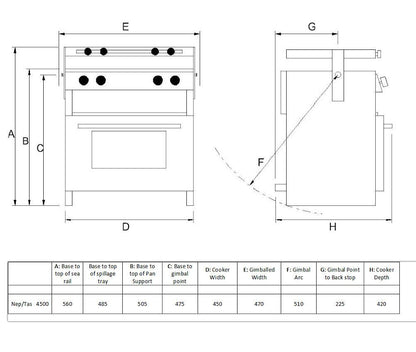 Voyager 4500 Oven, Grill and Hob for Caravans Motorhome Campervans and Marine